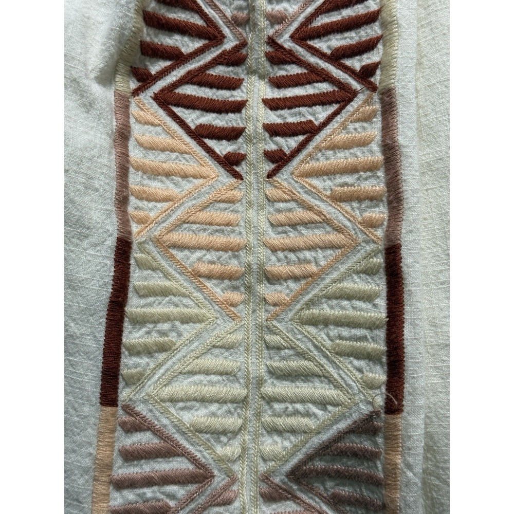 Laju Anthropologie Embroidered  Dress M Cream Linen‎ Blend Peasant Aztec Western
